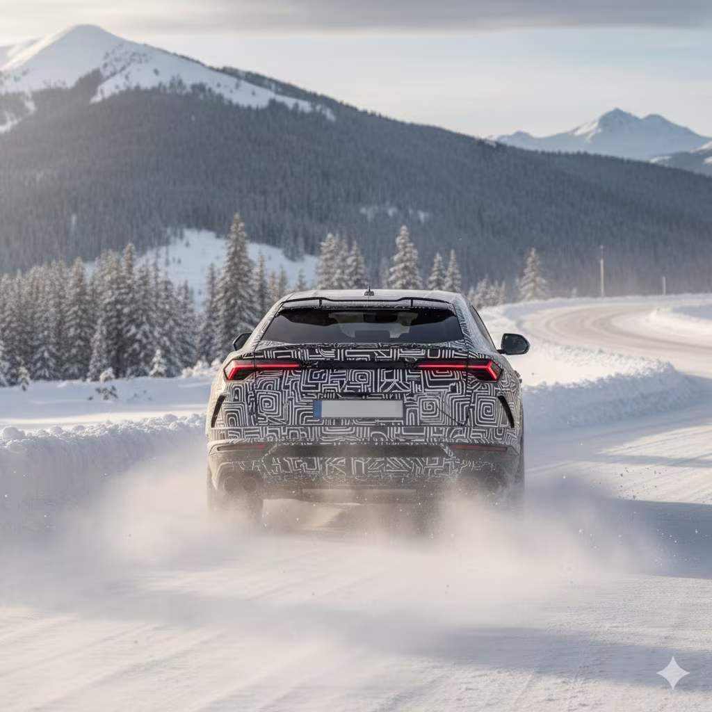 Traseira do Lamborghini Urus SE Performante em ilustração editorial