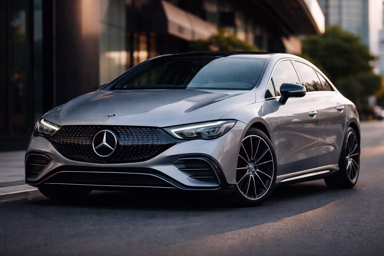 Mercedes-Benz EQE elétrico visto de frente