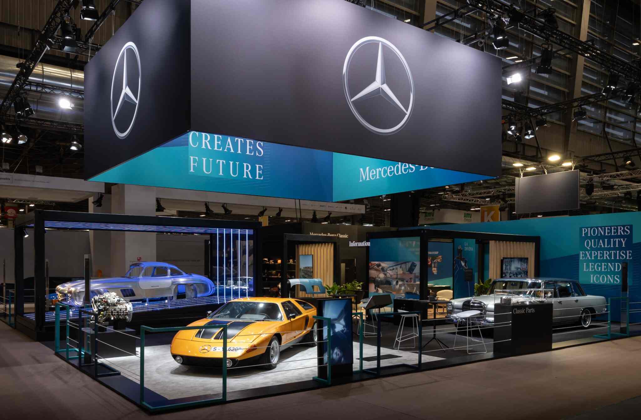 Detalhe final de Mercedes-Benz clássico restaurado
