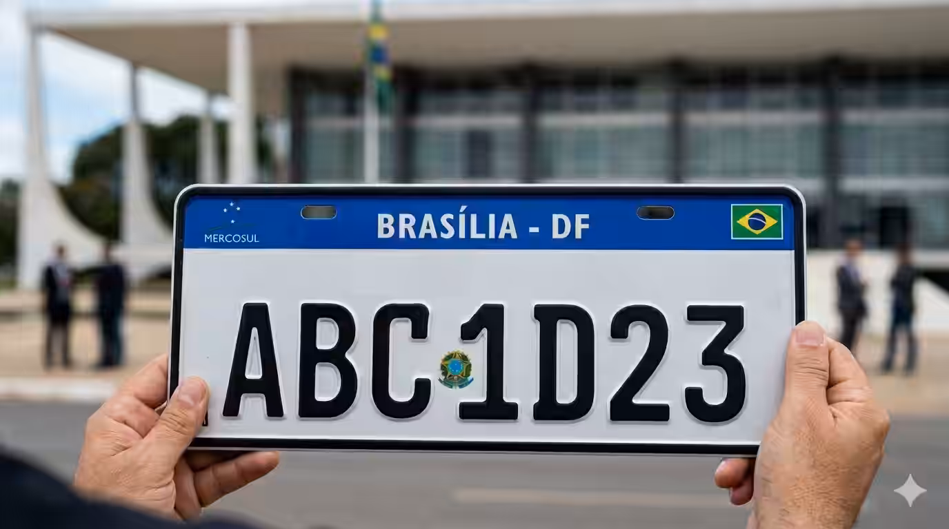 Placa de identificação veicular no padrão Mercosul brasileiro