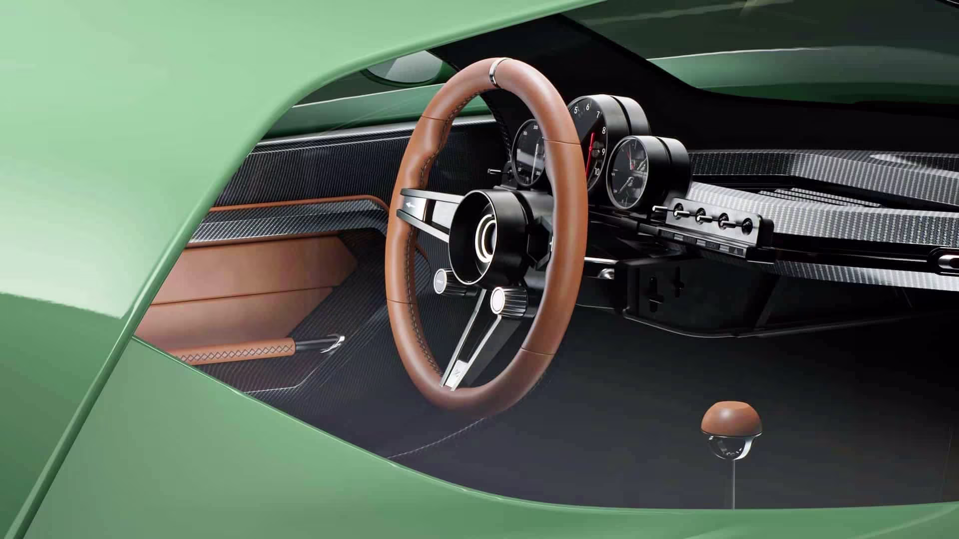 Volante e painel de instrumentos analógico do Capricorn 01 Zagato