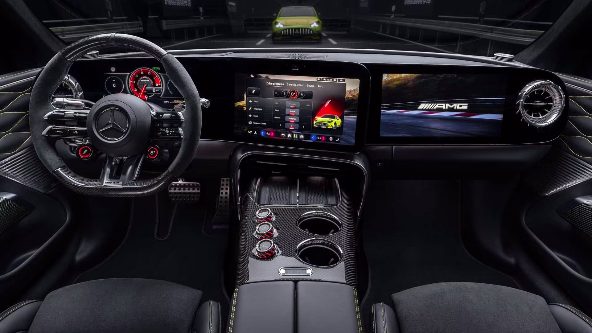 Interior do Mercedes-AMG GT elétrico em imagem de divulgação