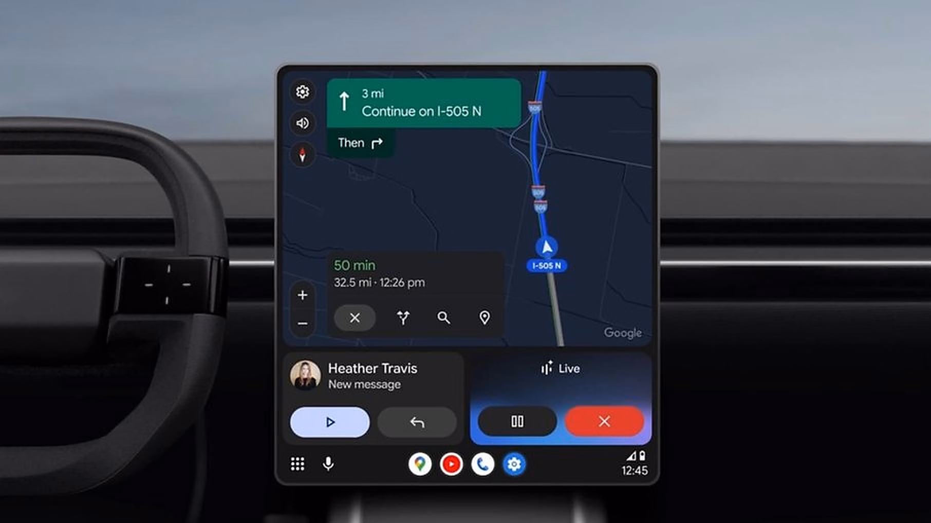 Central multimídia com Android Auto atualizado em carro conectado