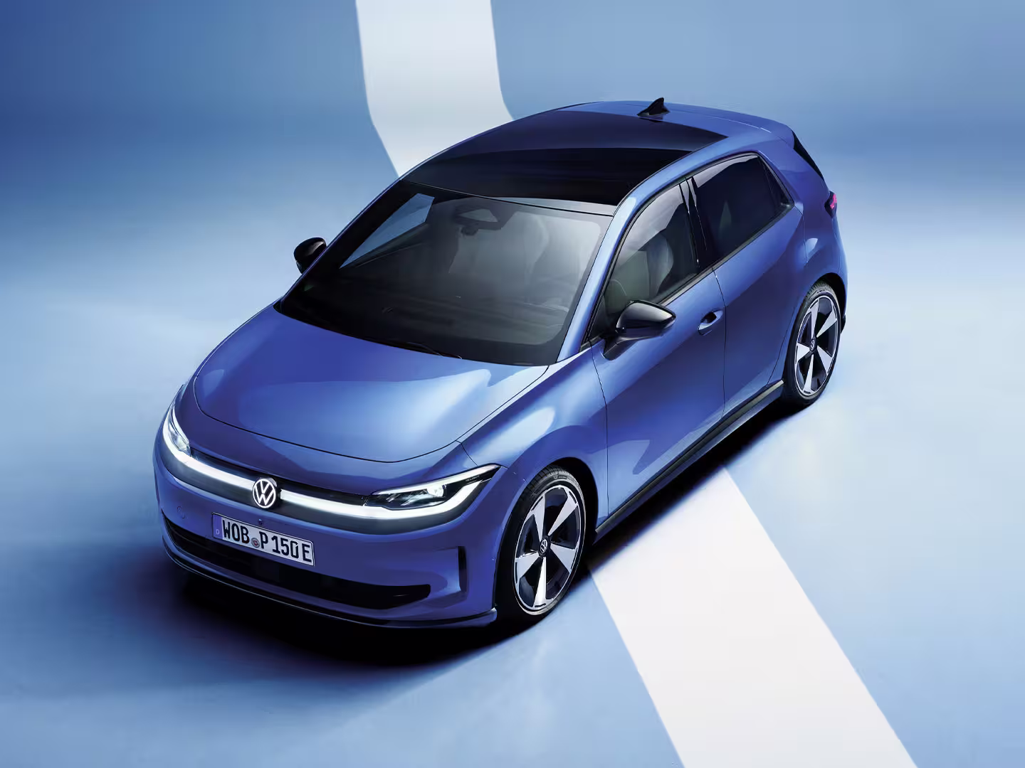 Volkswagen ID. Polo elétrico em estúdio visto de cima