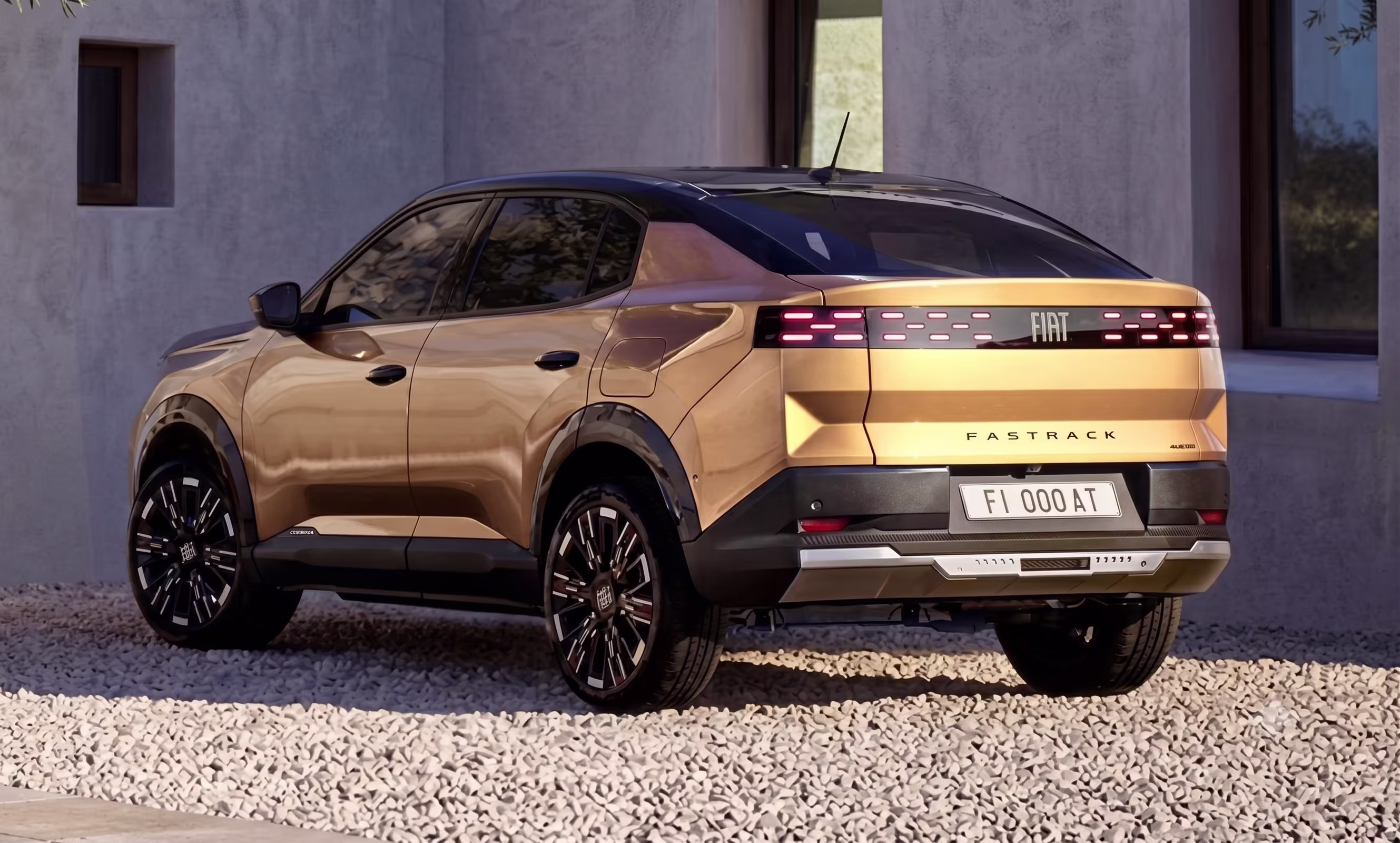 Fiat Grizzly Fastback amarelo visto pela traseira