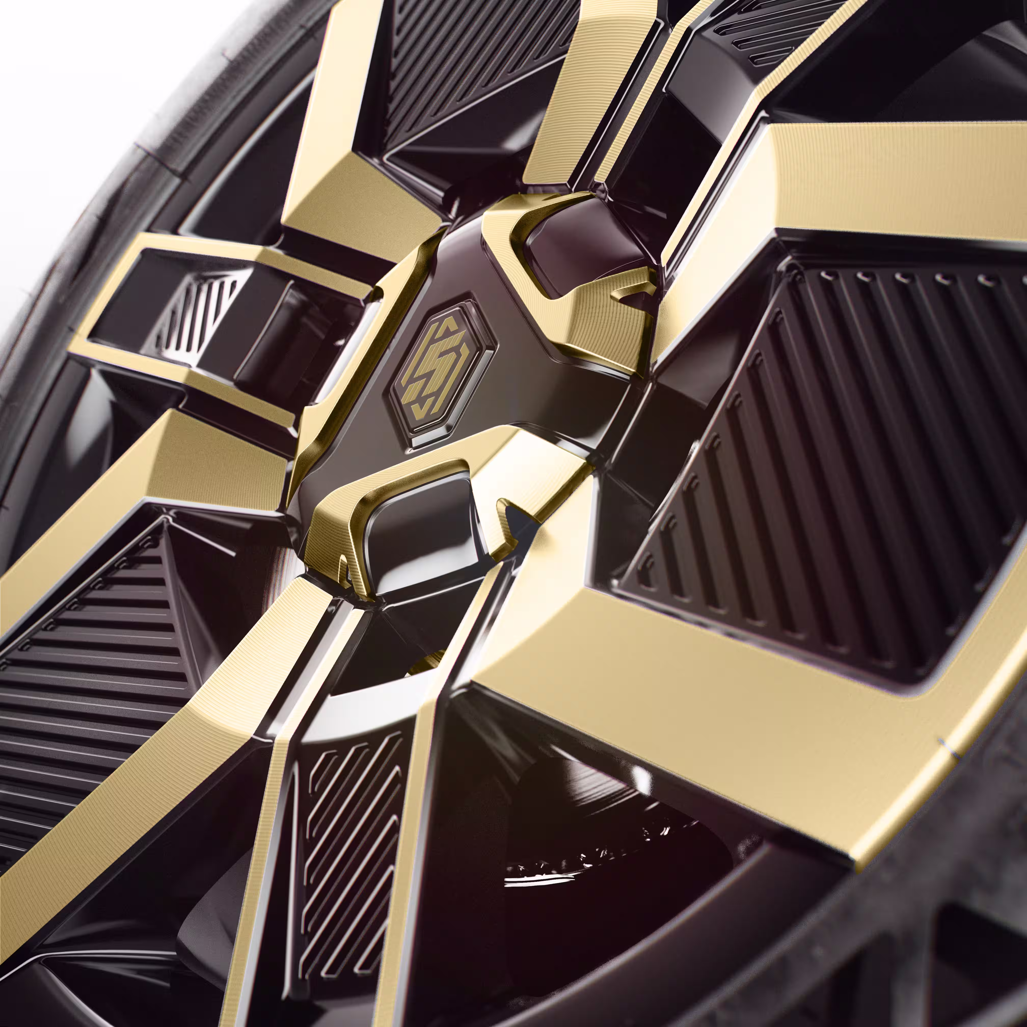 Roda dourada do Renault 5 E-Tech electric em enquadramento aproximado