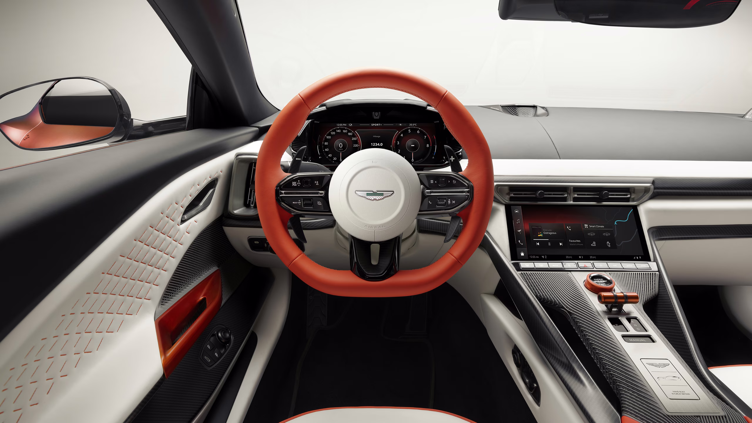 Cockpit do Aston Martin Valen visto da posição do motorista