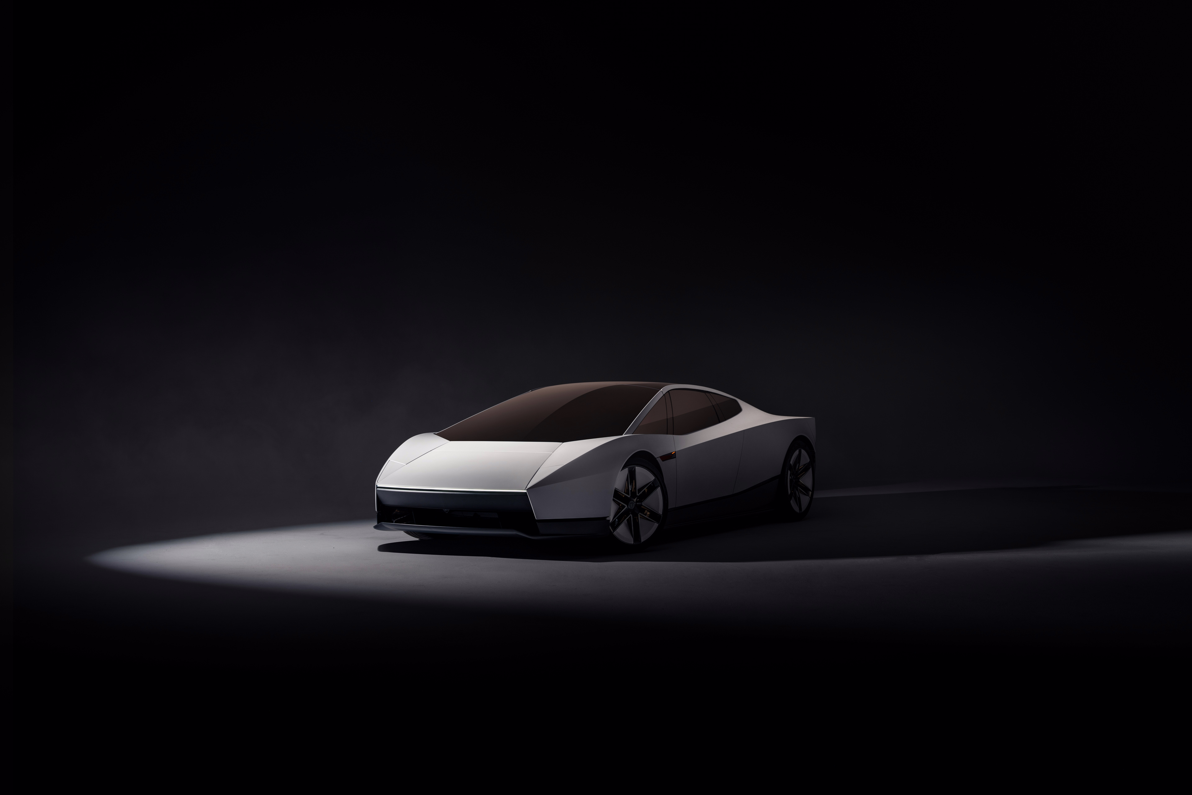Tesla Roadster branco em três quartos dianteiros com portas fechadas