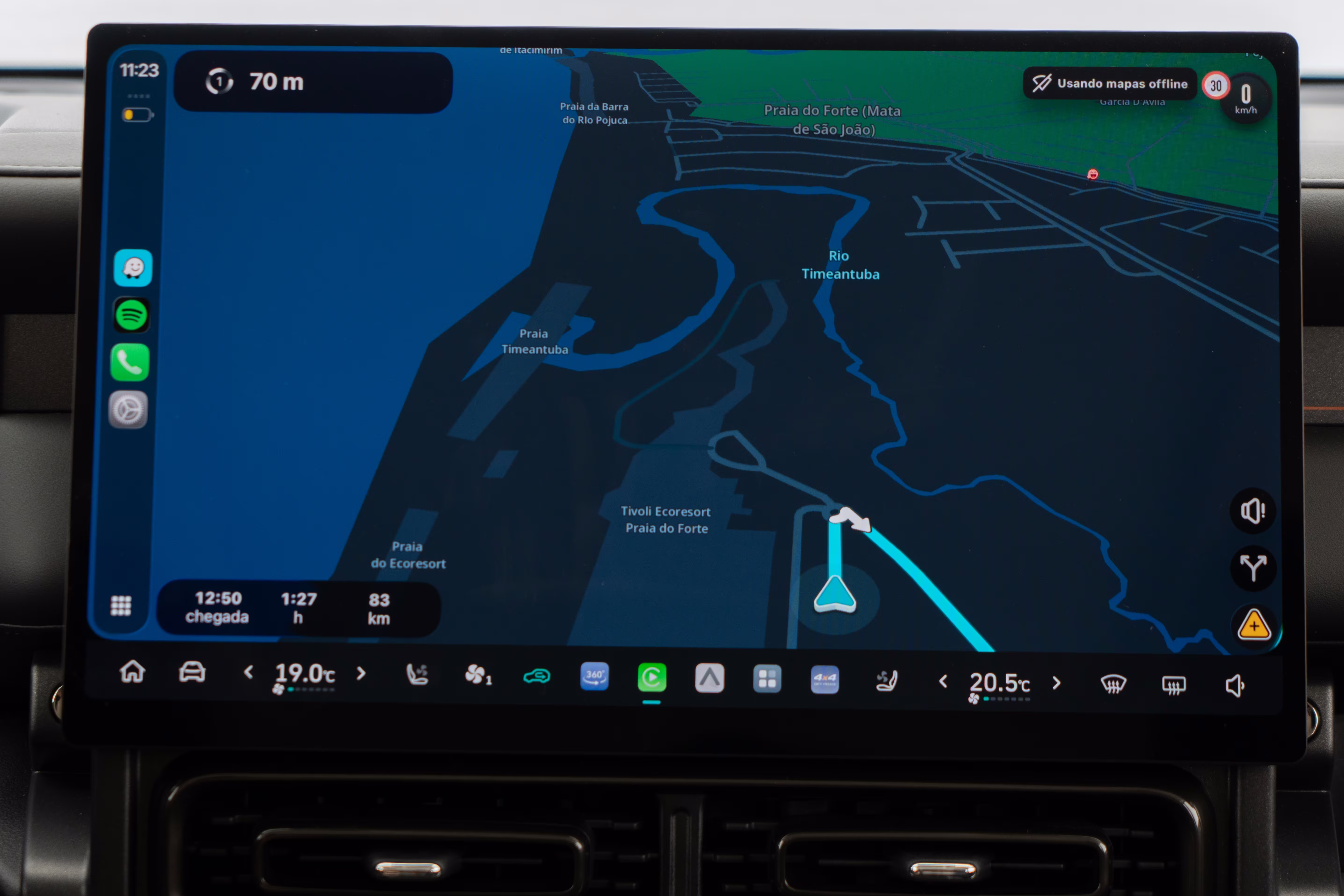 Foto de divulgação: Mapa de navegação do Apple CarPlay exibido na central do Haval H7.