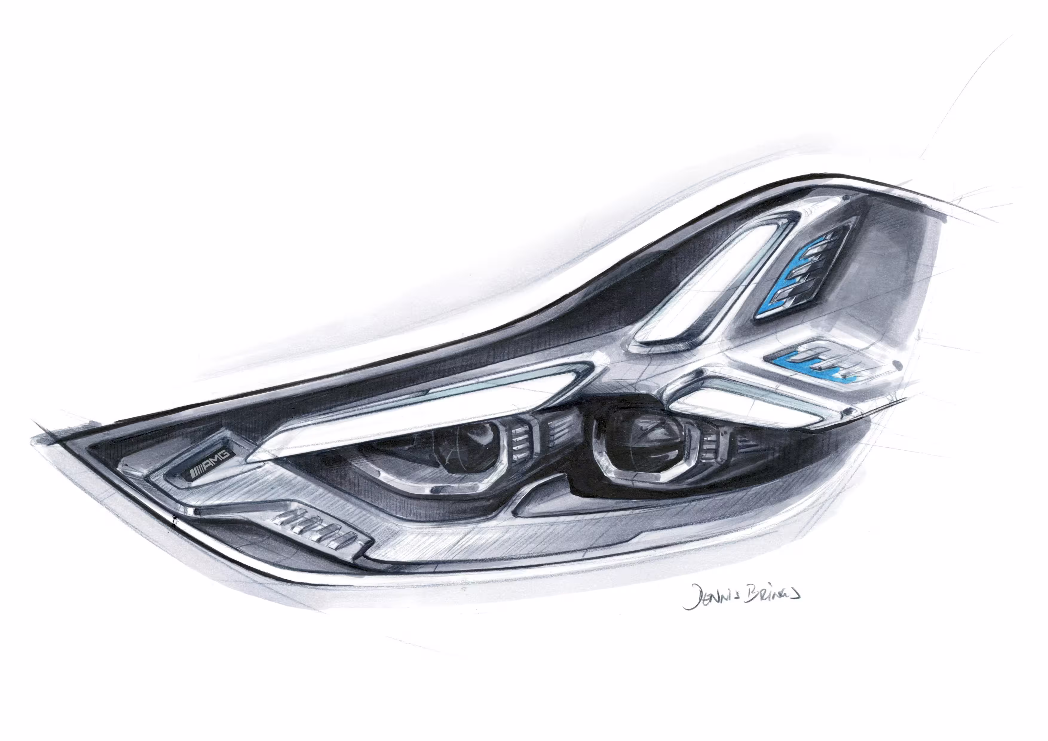 Desenho de desenvolvimento do farol do Mercedes-AMG GT SUV