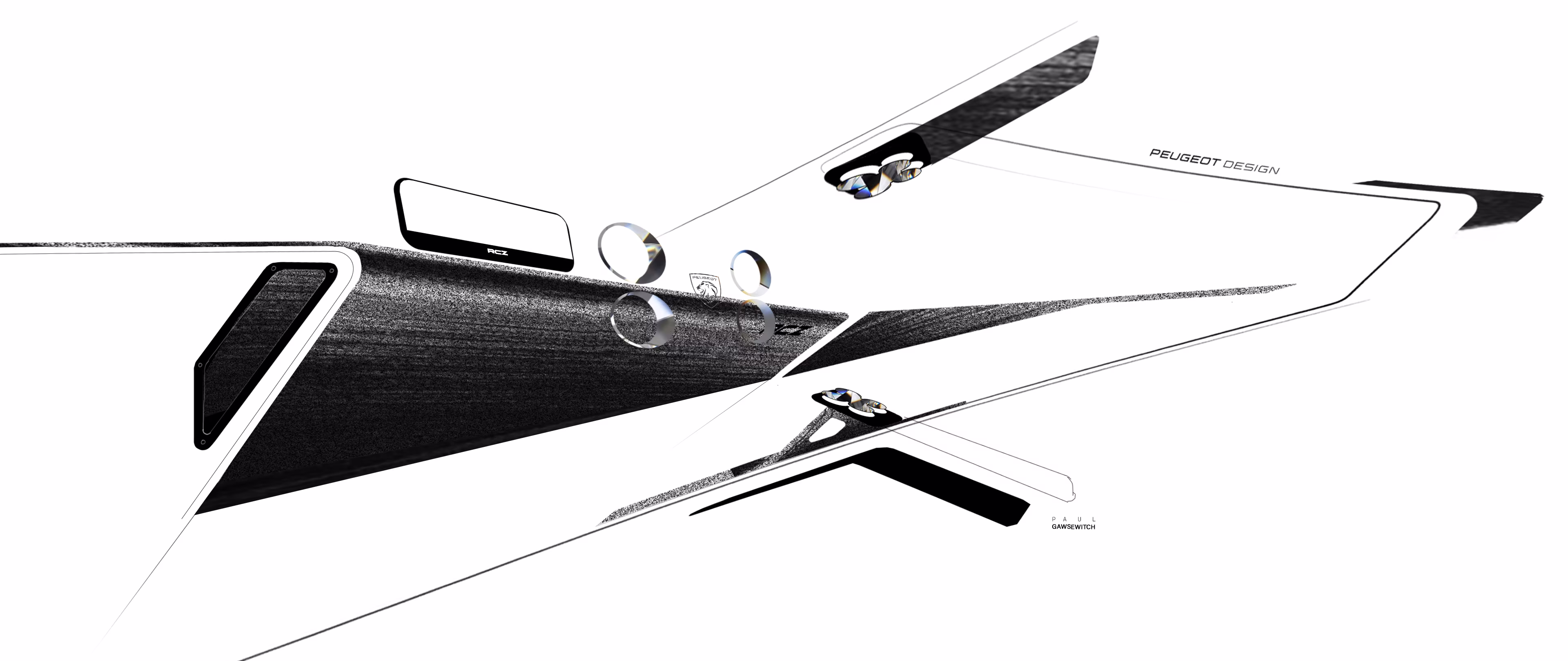 Estudo de acabamento do painel, preservando a assinatura do desenho, ilustração de design