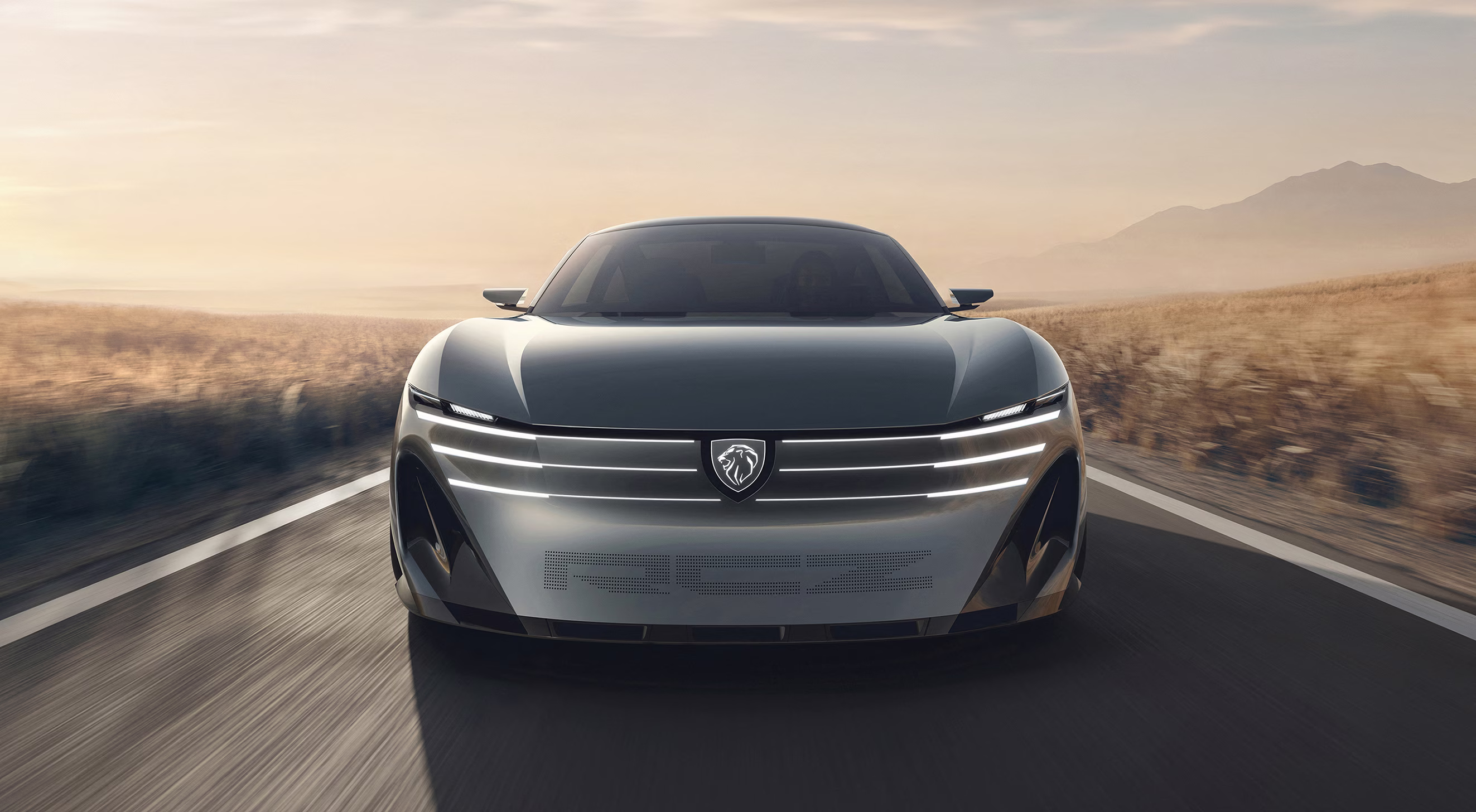 A dianteira do RCZ aproxima emblema, faróis finos e assinatura luminosa, render de divulgação