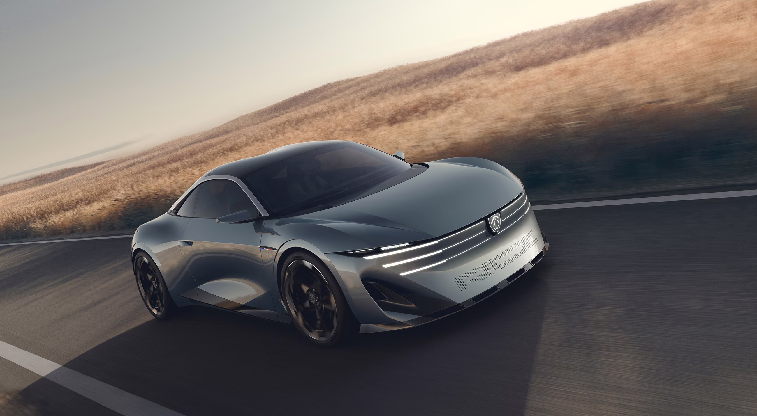 Vista elevada do RCZ revela a continuidade das superfícies externas, render de divulgação