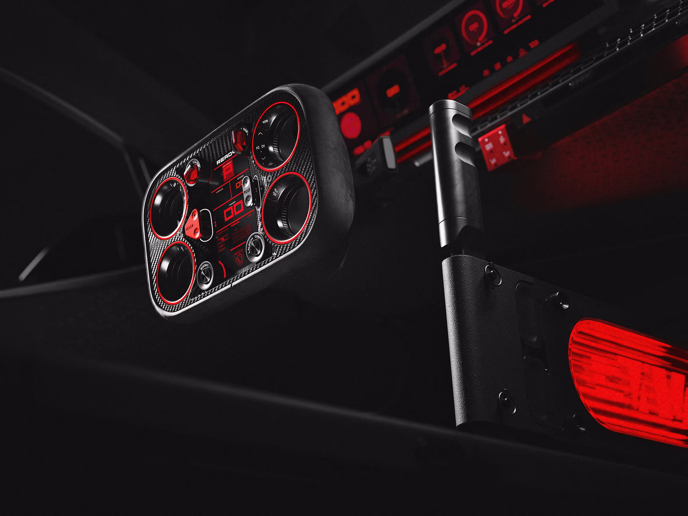 Hypersquare do E-T16, com tela configurável integrada ao comando, render de divulgação